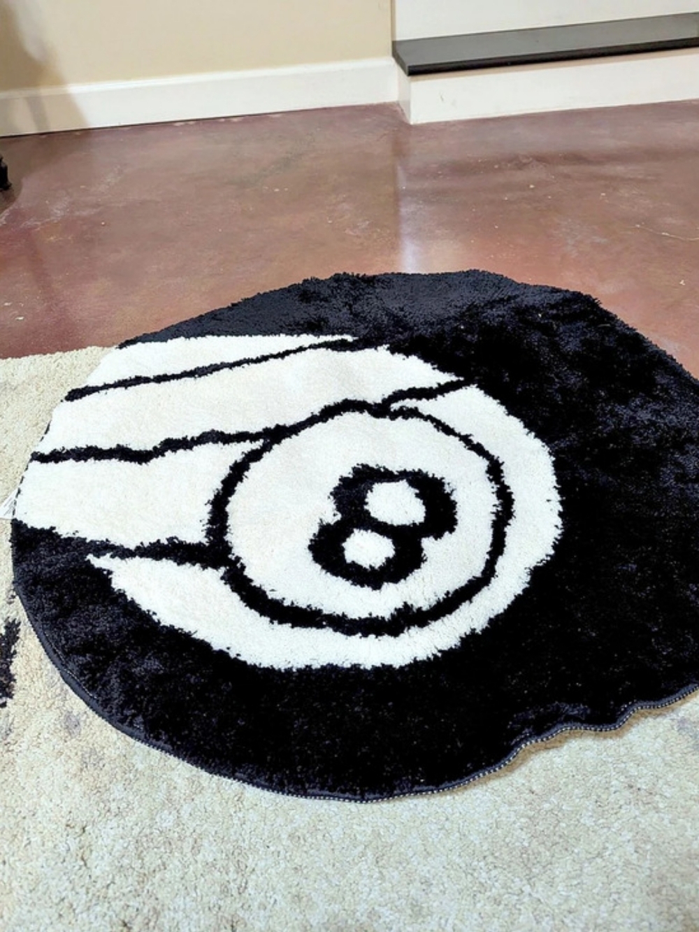 stef 8 Ball Rug Black & White Area Rug NWT